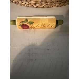 Rolling Pin Recipe Holder By Counter Art Apple Orchard Yellow Red & Green